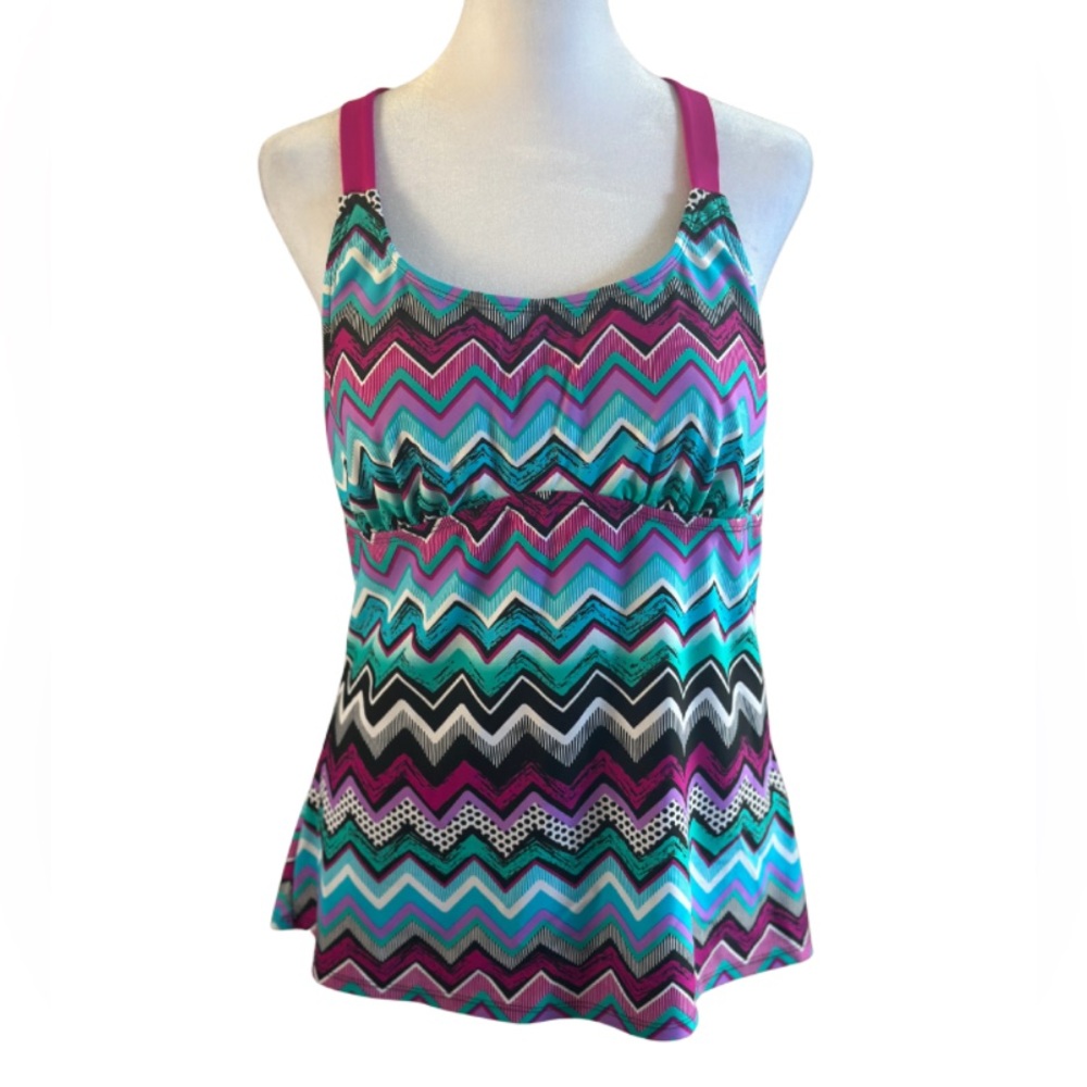 Colorful Chevron Tankini Swim Top